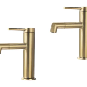 2pcs Robinet de Lavabo Bec Rotation 360°, Mitigeur à Eau Chaude et Froide pour Vasque, Robinet de Salle de Bain avec Barbo...