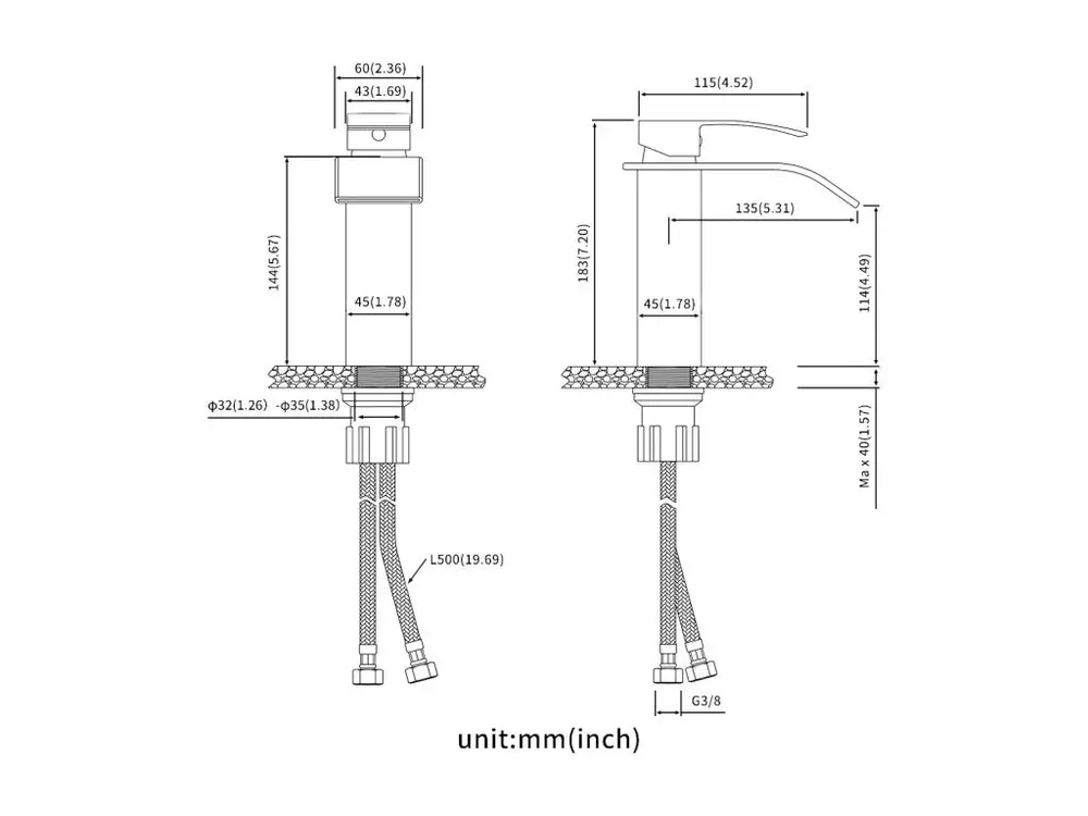 2PCSMitigeur Robinet de Lavabo Cascade Noir Actuel Mitigeur Robinet Salle Bain pour Vasque à Poser Robinetterie Convient p...
