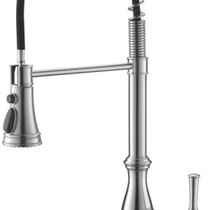 APPASO Robinet de cuisine commercial à ressort à arc élevé Style contemporain Nickel brossé 227BN
