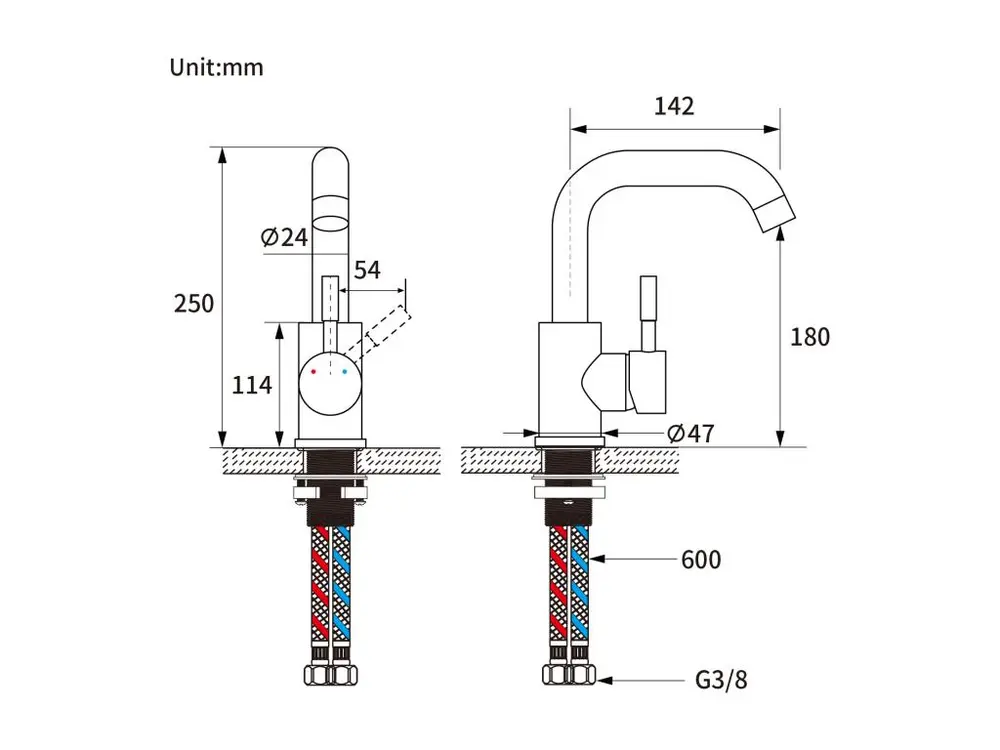 AuraLum Max 2cps Robinet Lavabo Noir avec Barboteur Démotable, Rotation à 360° , Mitigeur Salle Bain en Laiton, Haut de 25...
