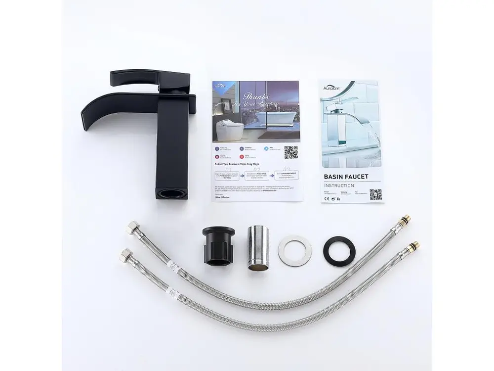 AuraLum Max Mitigeur Lavabo Cascade Monocommand Robinet pour Lavabo et Vasque Salle de Bain Robinetterie Mitigeur Eau et F...