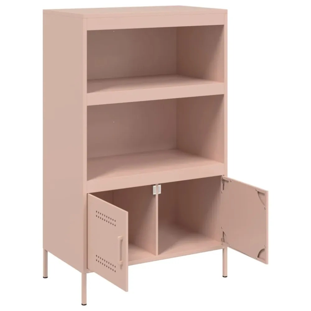 Buffet bahut commode armoire meuble de rangement organisateur cuisine salle de séjour salon haut 68 x 39 x 113 cm acier Ro...