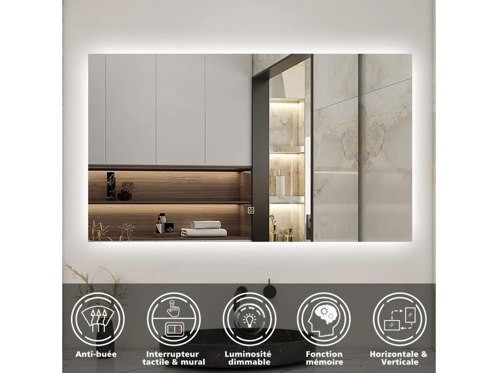 Ensemble meuble vasque L.60cm lavabo + colonne + miroir mural 60cm,anthracite (Norme NF)