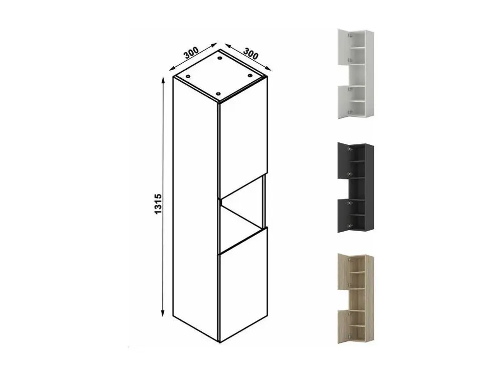 Ensemble meuble vasque L.80cm 2 tiroirs + lavabo + colonne + LED miroir rond 80cm,anthracite