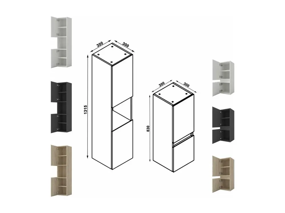 Ensemble meuble vasque L.80cm 2 tiroirs + lavabo + colonne + miroir,anthracite
