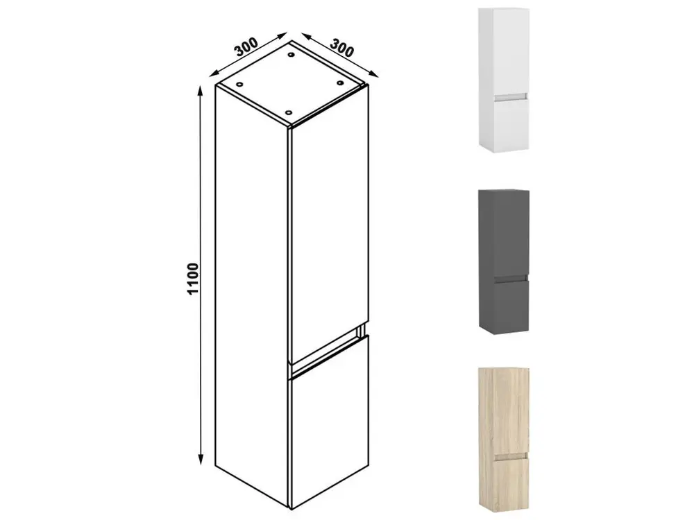 Ensemble meubles Salle de Bain 100cm aisé vasque + colonne + miroir lumineux Anthracite