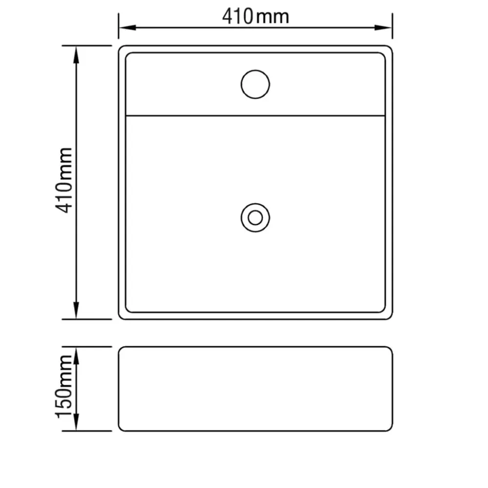 Haute Qualité Professionnelle Vasque carré à trou trop-plein/robinet céramique pour salle de bain noir 02_0002497
