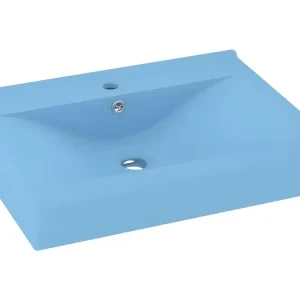 Lavabo avec trou de robinet vasque à poser de toilette lave-mains de salle de bain cuisine maison intérieur 60 x 46 cm cér...