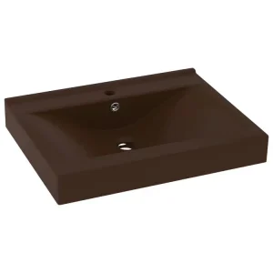 Lavabo avec trou de robinet vasque à poser de toilette lave-mains de salle de bain salle cosmétique 60 x 46 cm céramique m...