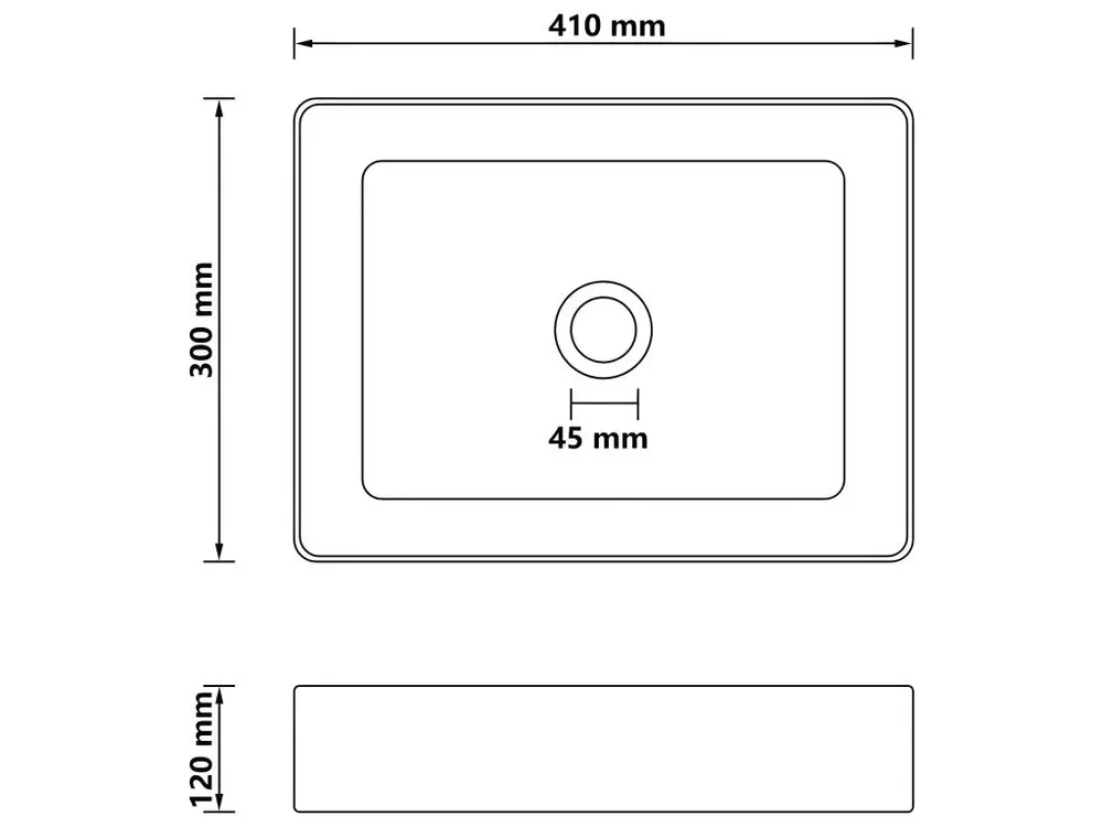 Lavabo de luxe vasque à poser de toilette lave-mains de salle de bain salle cosmétique rectangulaire intérieur 41 x 30 cm...