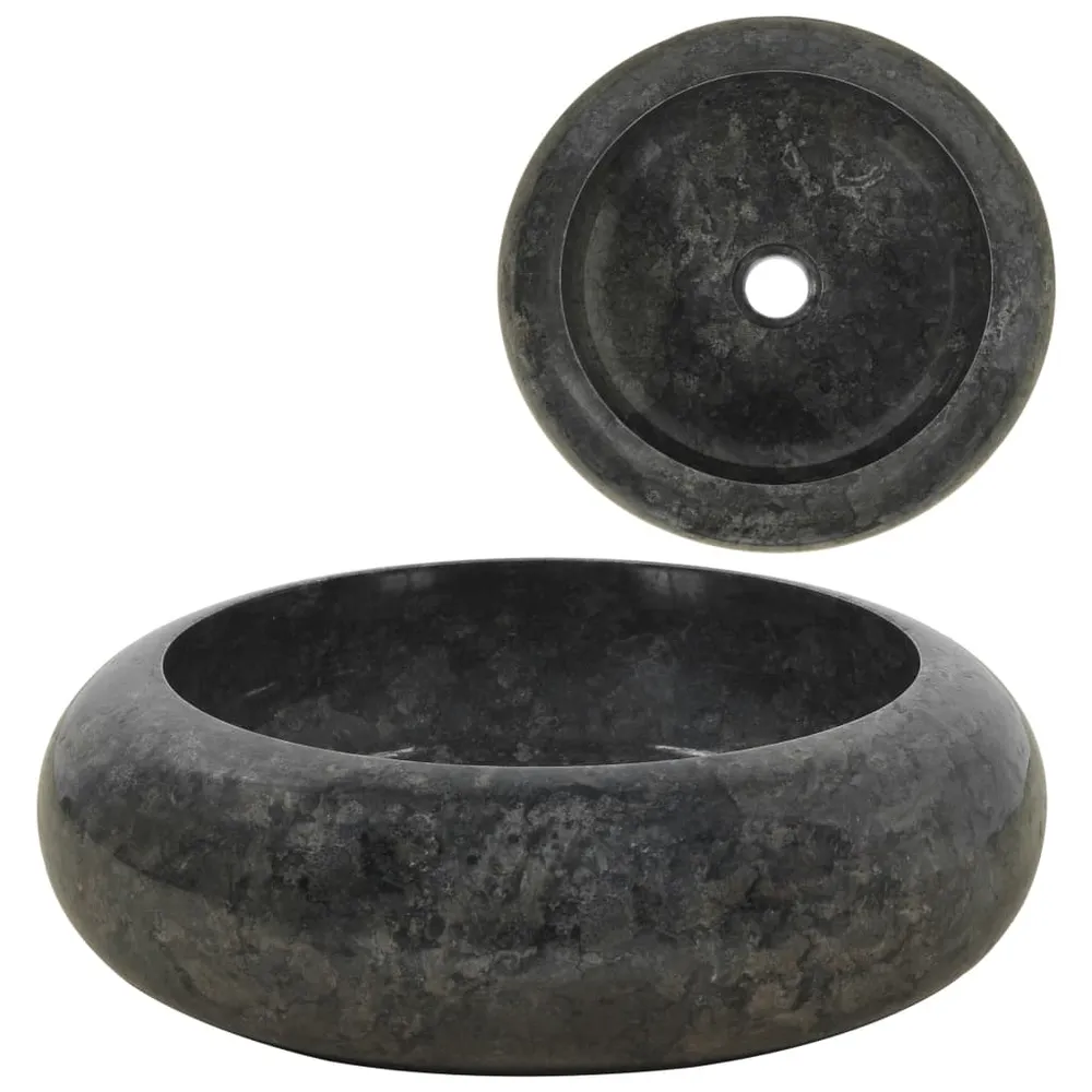 Lavabo vasque salle de bain diamètre 40 x 12 cm marbre Noir 02_0002550