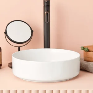 MARSALA : Vasque ronde à poser en céramique vitrifiée Ø35.5×11