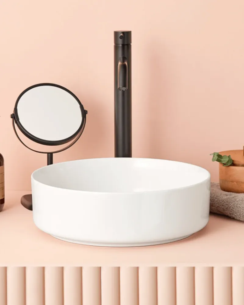 MARSALA : Vasque ronde à poser en céramique vitrifiée Ø35.5×11