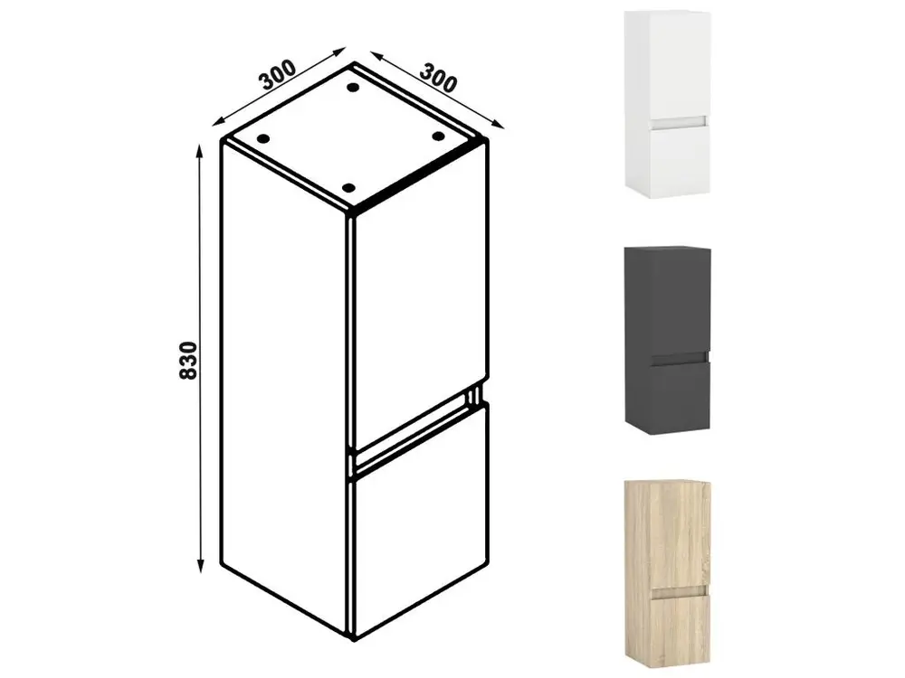 Meuble Salle de Bain 100cm Blanc avec colonne et vasque ceramique, Aica pour Douche à l'Italienne