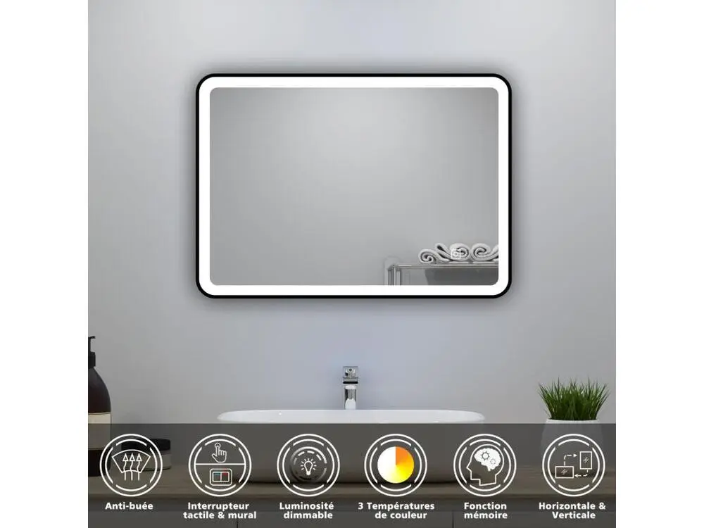 Meuble salle de Bain 60cm facile vasque avec colonne + miroir 3 couleurs Anthracite