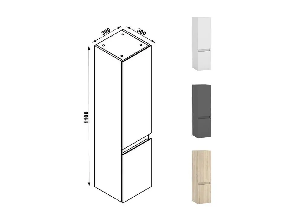 Meuble salle de Bain 60cm facile vasque avec colonne + miroir 3 couleurs Anthracite