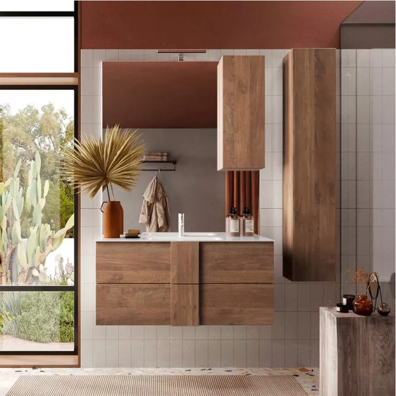 Meuble salle de bain suspendu ARREDOBAGNO CAMPANELLI 2 tiroirs + vasque 100cm en Laiton Chromé