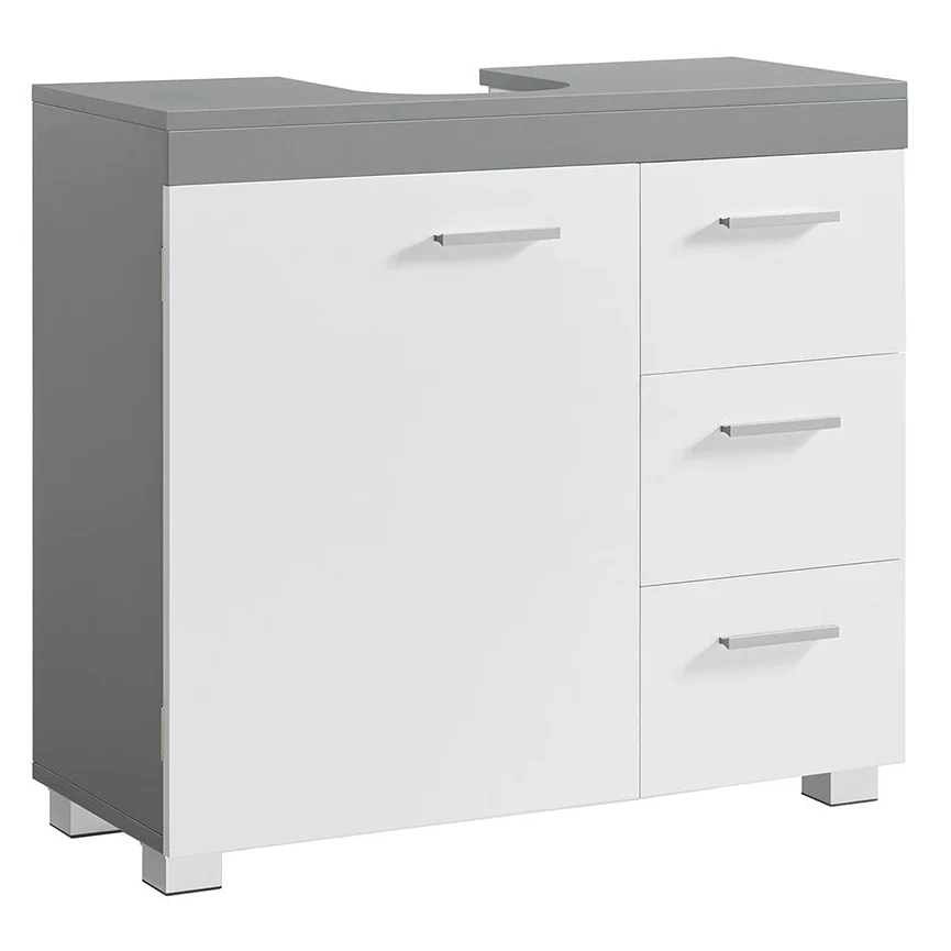 Meuble sous lavabo meuble de salle de bain 3 tiroirs latéraux 2 compartiments 30 x 70 x 64 cm derrière la porte adapté aux...