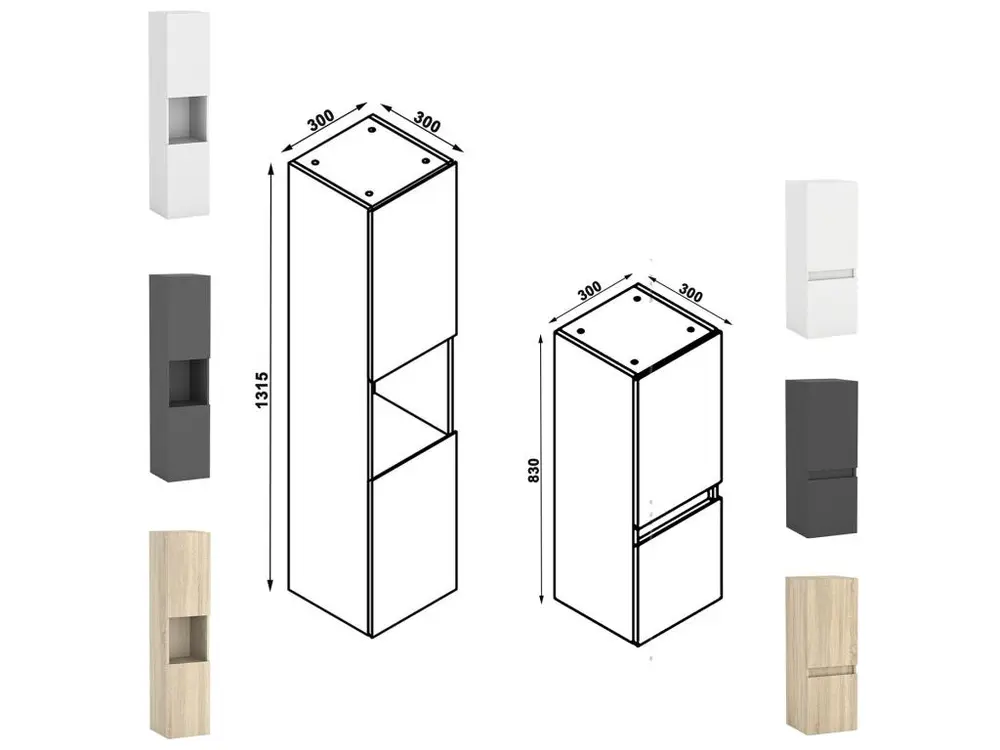 Meubles aisé vasque 60cm,meuble avec colonne et miroir Anthracite Installation Rapide