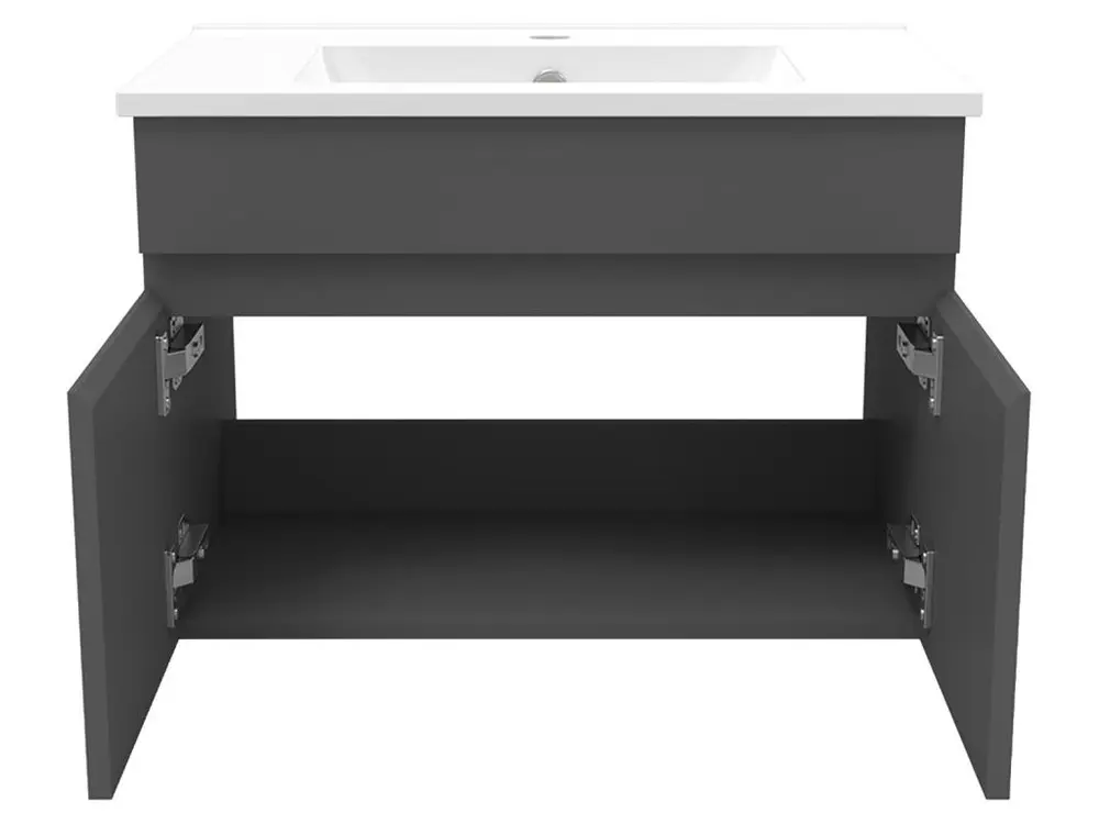 Meubles aisé vasque 60cm,meuble avec colonne et miroir Anthracite Installation Rapide