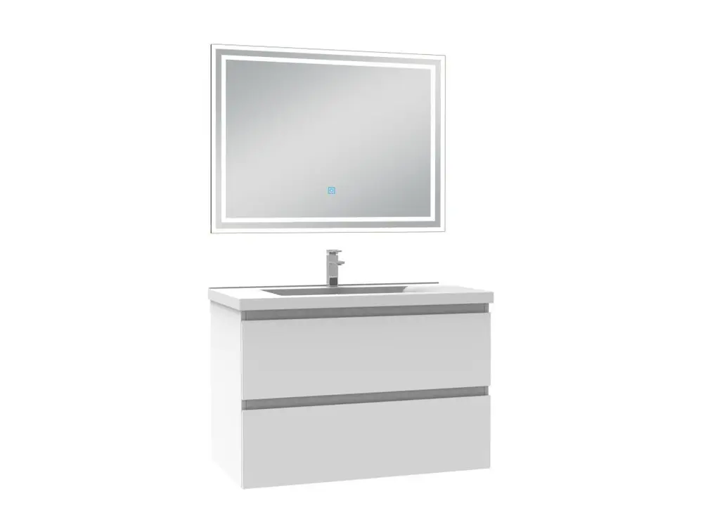 Meubles facile vasque l.60 x H.52 x P.39cm, meuble acve miroir Blanc, Aica pour Lavabo sur Colonne