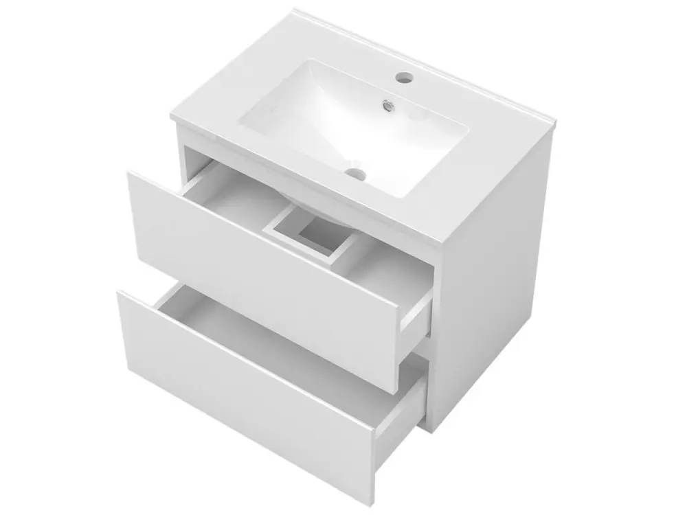 Meubles facile vasque l.60 x H.52 x P.39cm, meuble acve miroir Blanc, Aica pour Lavabo sur Colonne