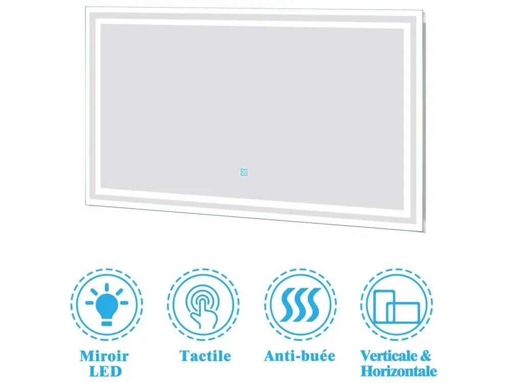 Meubles facile vasque l.60 x H.52 x P.39cm, meuble acve miroir Blanc, Aica pour Lavabo sur Colonne