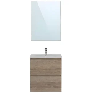 Mitigeur de douche Meuble de salle de bain en mélamine coloris chêne - Longueur 60 x profondeur 45 x Hauteur 85 cm