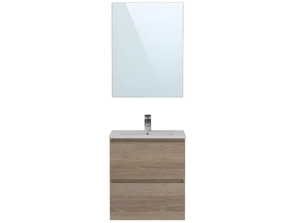 Mitigeur de douche Meuble de salle de bain en mélamine coloris chêne - Longueur 60 x profondeur 45 x Hauteur 85 cm