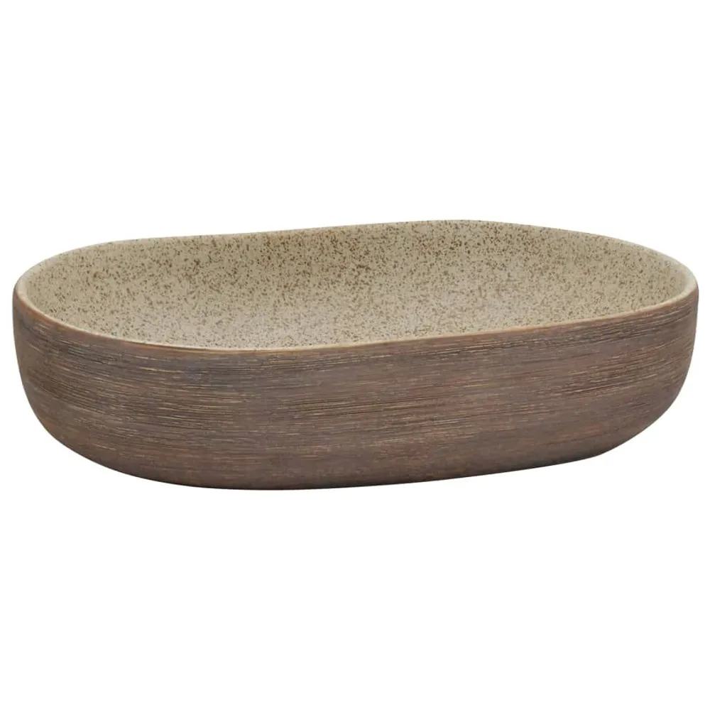 Mitigeur de douche Vasque à poser sable et marron ovale 59x40x14 cm céramique