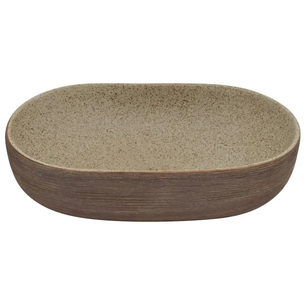 Mitigeur de douche Vasque à poser sable et marron ovale 59x40x14 cm céramique