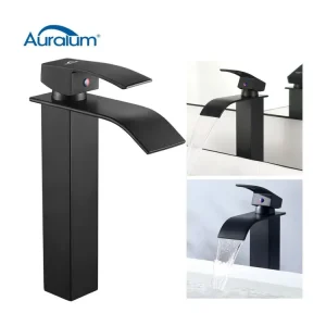 Mitigeur Lavabo Cascade Noir Actuel pour Vasque à Poser Robinet pour Lavabo et Vasque Salle de Bain Robinetterie Mitigeur...