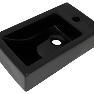Mitigeur mural Vasque avec trou de robinet 46 x 25,5 cm lavabo toilette céramique noir 02_0002542