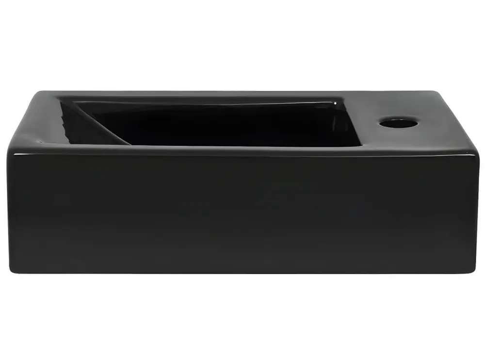 Mitigeur mural Vasque avec trou de robinet 46 x 25,5 cm lavabo toilette céramique noir 02_0002542