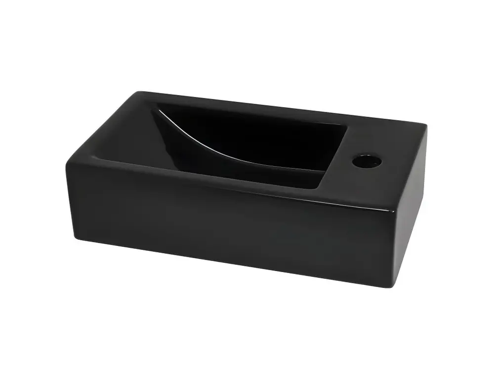 Mitigeur mural Vasque avec trou de robinet 46 x 25,5 cm lavabo toilette céramique noir 02_0002542