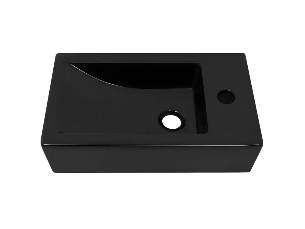 Mitigeur mural Vasque avec trou de robinet 46 x 25,5 cm lavabo toilette céramique noir 02_0002542