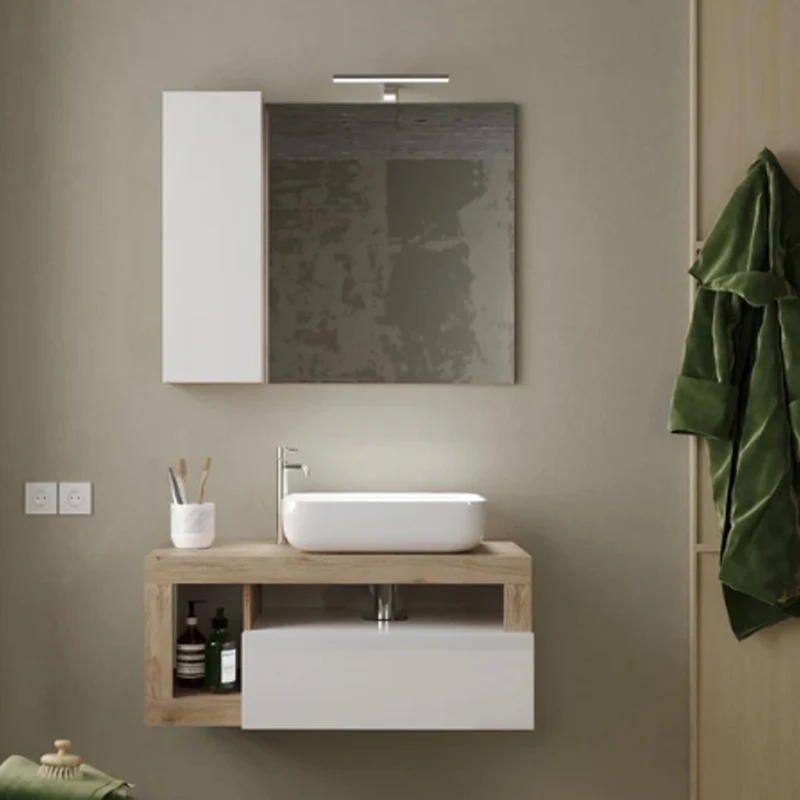 Robinet de baignoire Meuble salle de bain suspendu ARREDOBAGNO CAMPANELLI 1 Tiroir + 2 niches + vasque à poser 92cm
