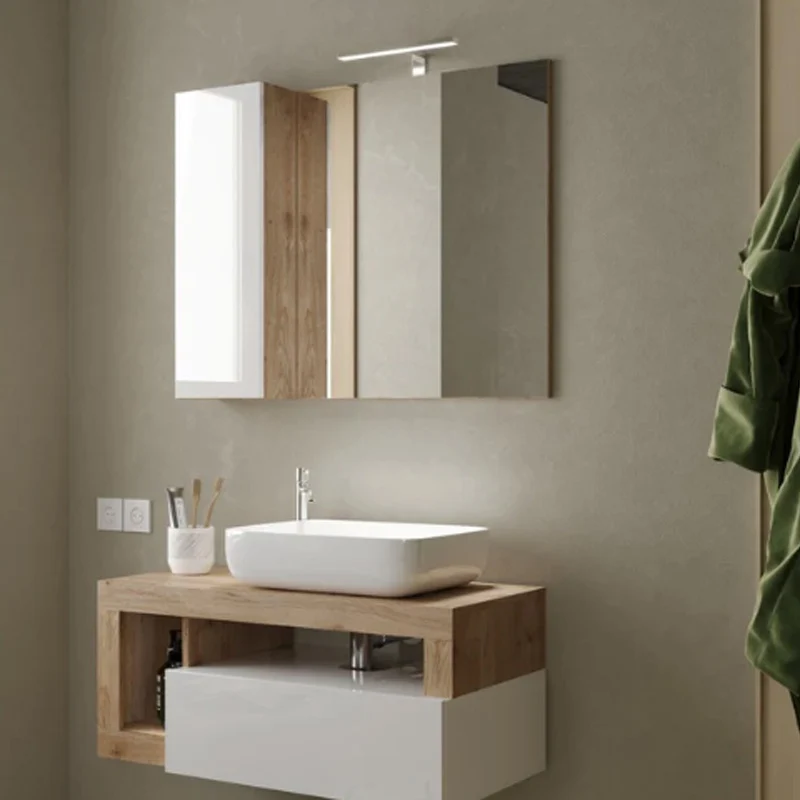 Robinet de baignoire Meuble salle de bain suspendu ARREDOBAGNO CAMPANELLI 1 Tiroir + 2 niches + vasque à poser 92cm