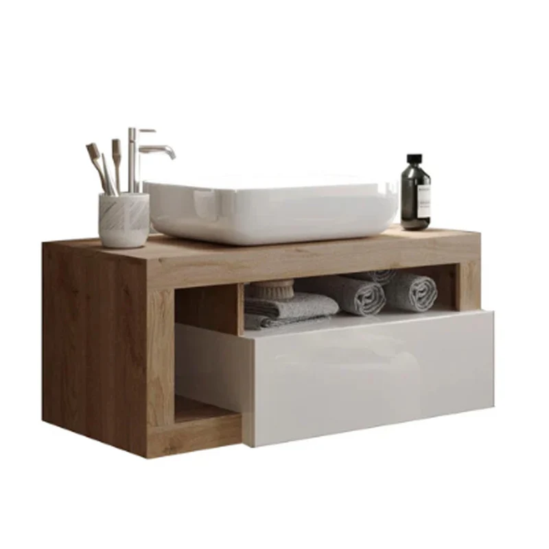Robinet de baignoire Meuble salle de bain suspendu ARREDOBAGNO CAMPANELLI 1 Tiroir + 2 niches + vasque à poser 92cm