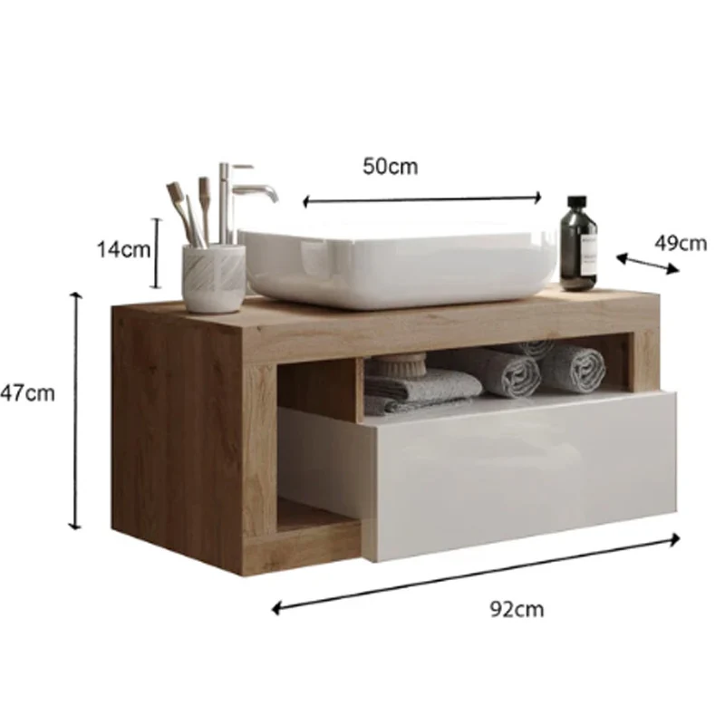 Robinet de baignoire Meuble salle de bain suspendu ARREDOBAGNO CAMPANELLI 1 Tiroir + 2 niches + vasque à poser 92cm