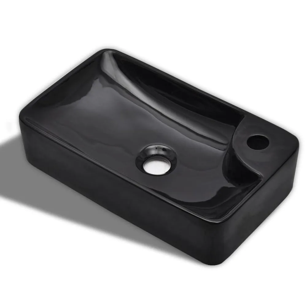 Robinet de baignoire Vasque à trou pour robinet céramique Noir pour salle de bain