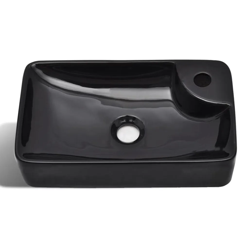 Robinet de baignoire Vasque à trou pour robinet céramique Noir pour salle de bain