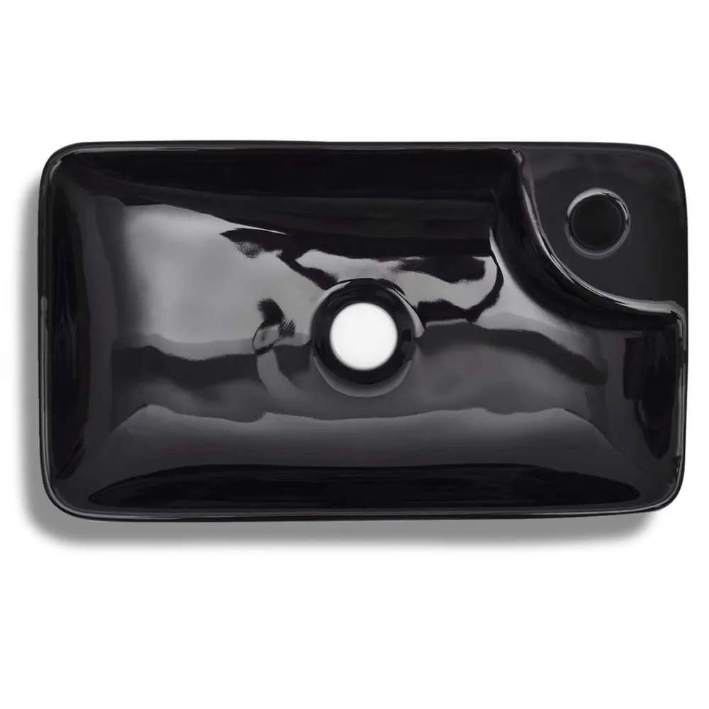 Robinet de baignoire Vasque à trou pour robinet céramique Noir pour salle de bain