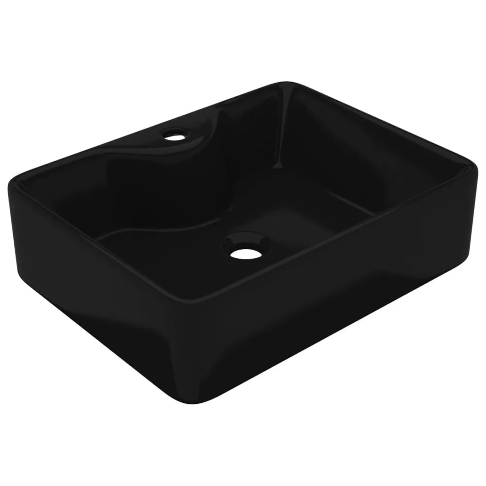 Robinet à levier unique Vasque carrée à trou pour robinet céramique Noir pour salle de bain