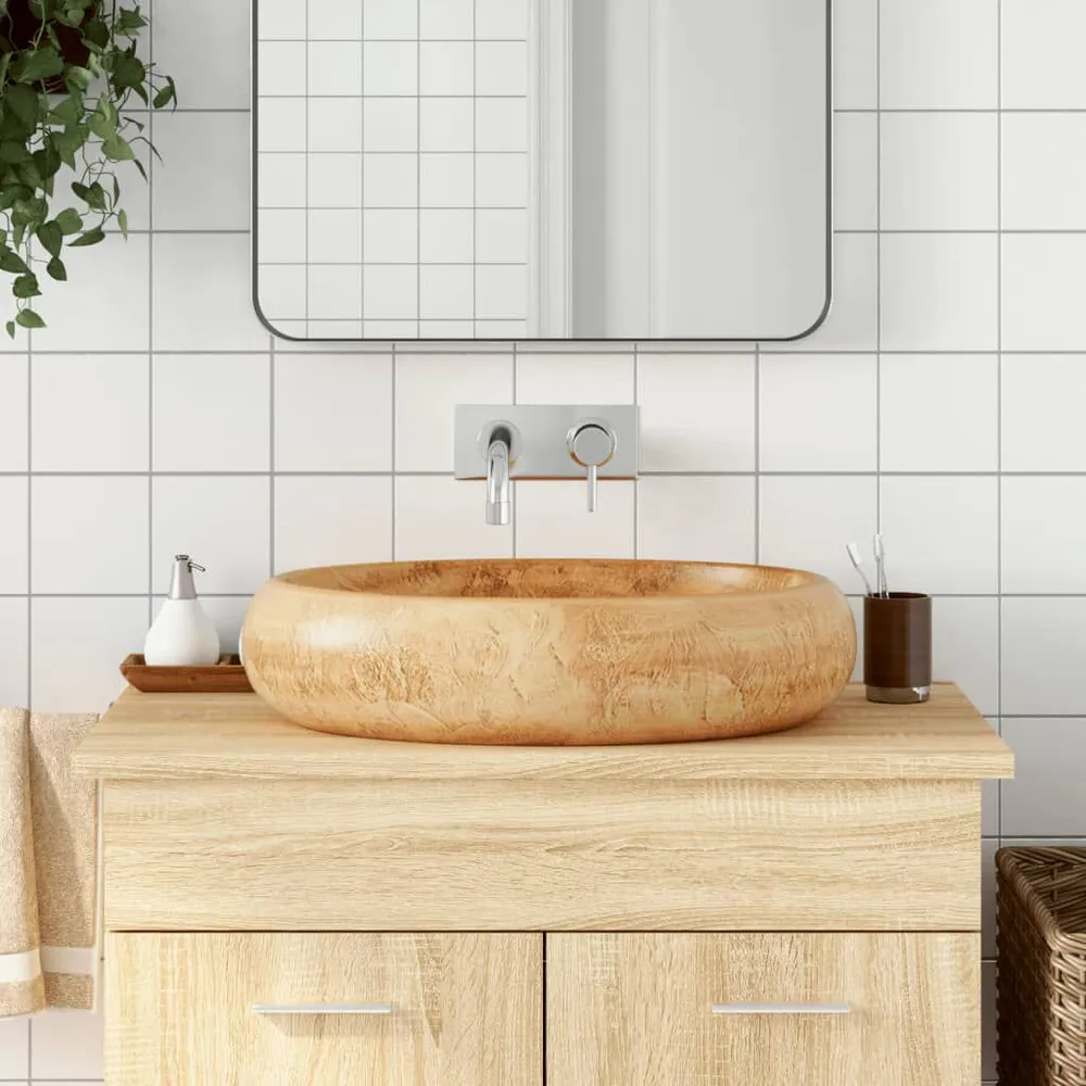 Robinet thermostatique Vasque à poser marron ovale 59x40x15 cm céramique