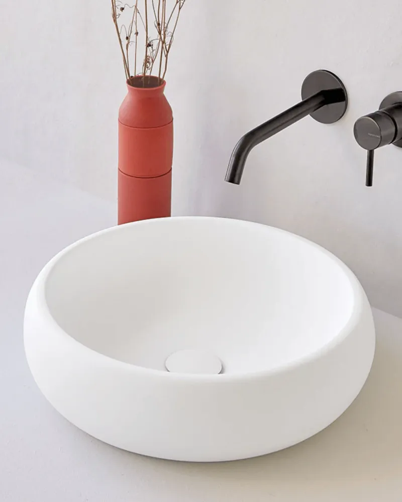 RONDO : Vasque rond à poser Ø36×12 & Ø40×12 en Gelcoat