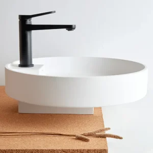 TURE : Vasque ronde effet flottant à poser Ø42x13,5 en Gelcoat