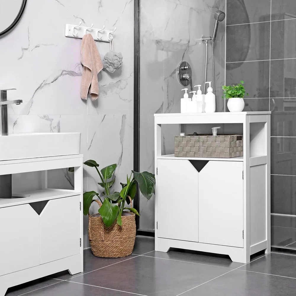 VASAGLE Meuble salle de bain effet marbre Finition Noir Mat