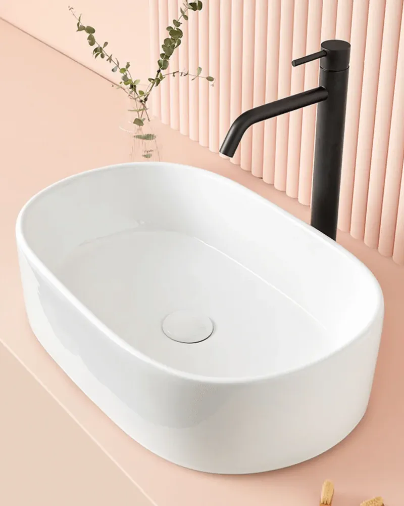 VERONA : Vasque ovale à poser en céramique vitrifiée 56x35.5 x14.5 pour Salle de Bain Familiale