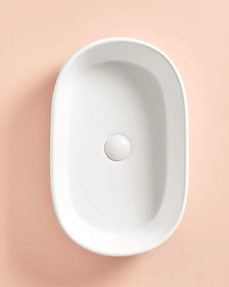 VERONA : Vasque ovale à poser en céramique vitrifiée 56x35.5 x14.5 pour Salle de Bain Familiale